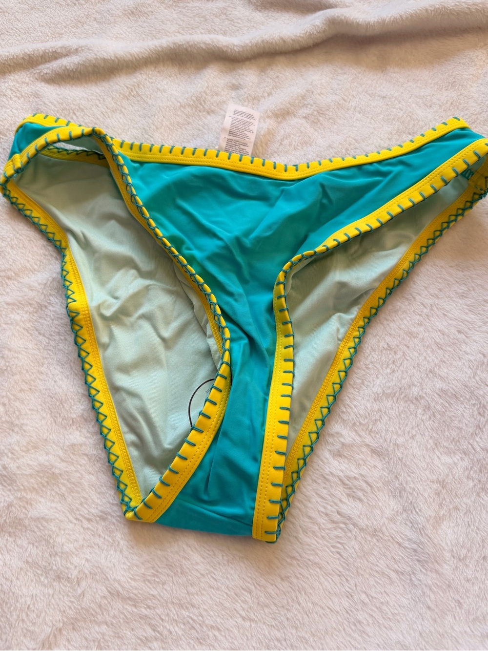 Cupshe Teal Bikini Bottom with Yellow Trim